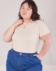 Ashley is wearing Organic Vintage Tee in Vintage Tee Off-White