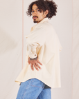 Side view of Oversize Overshirt in Vintage Off-White worn by Jesse