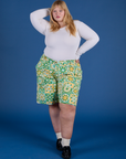 Longline Work Shorts - Spring Quilt Print
