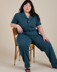 Short Sleeve Jumpsuit in Lagoon on Ashley