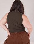 Back view of Sleeveless Essential Turtleneck in Espresso Brown on Ashley
