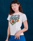 Chicago Tourist Tee angled front view on Alex