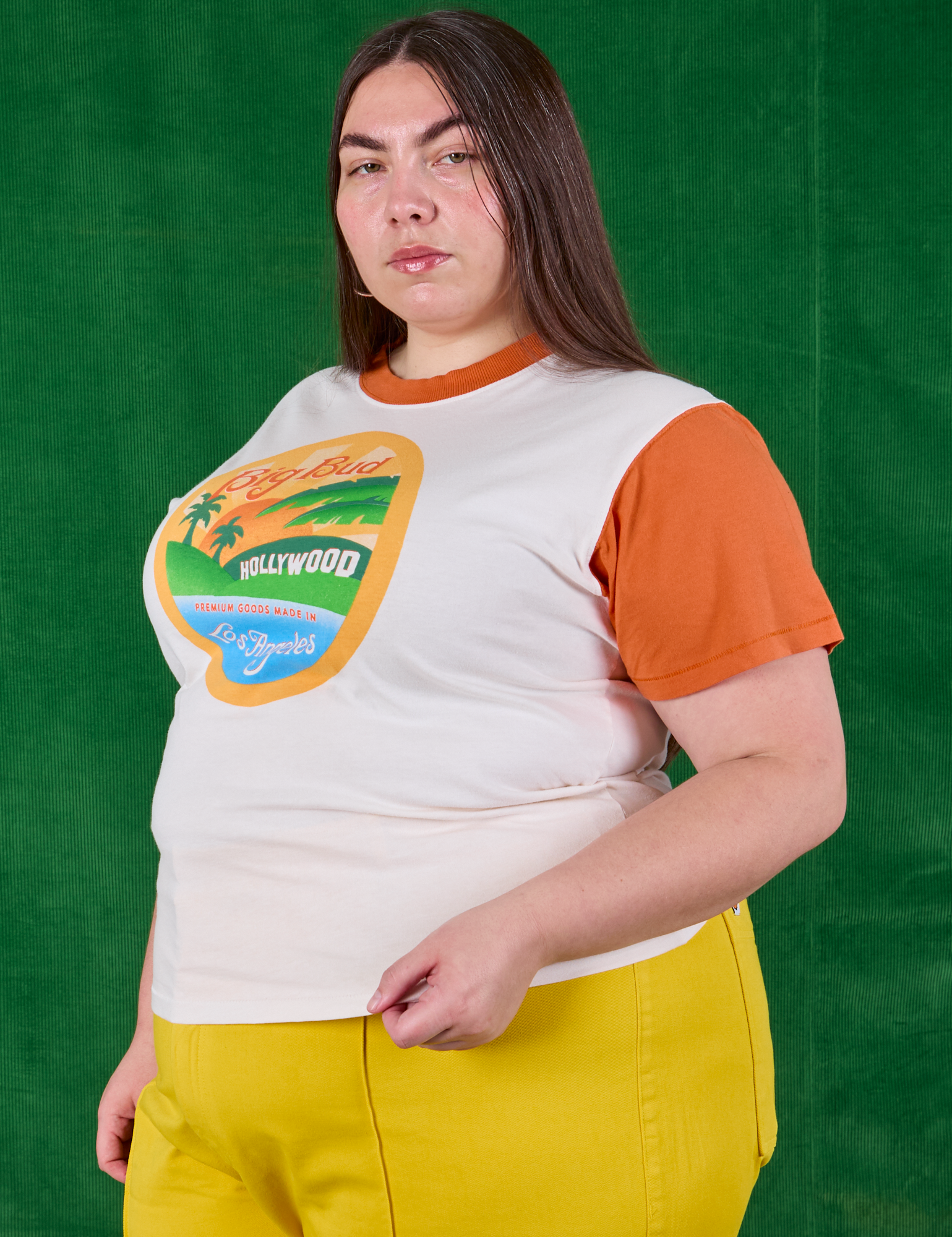 Hollywood Tourist Tee angled view on Marielena