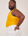 Side view of Tank Top in Sunshine Yellow on Elijah