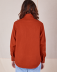 Back view of Flannel Overshirt in Paprika on Alex