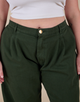 Heavyweight Trousers in Swamp Green front close up on Lish