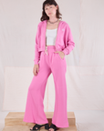 Cropped Zip Hoodie - Bubblegum Pink