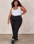 Western Pants in Basic Black and Cropped Tank in Vintage Tee Off-White worn by Morgan