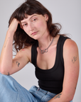 Cropped Tank Top in Basic Black worn by Alex