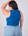 Cropped Tank Top in Royal Blue back view on Ashley
