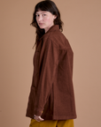 Ripstop Field Coat in Fudgesicle Brown side view on Alex