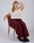 Pleated Pull-On Pants - Red Wine