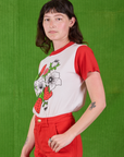Anniversary Tee in Strawbaby side view on Alex