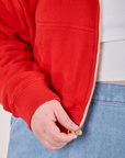 Cropped Zip Hoodie - Mustang Red