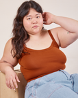 Ashley is wearing Cropped Cami in Burnt Terracotta
