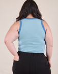 Colorblock Cropped Tank in Baby Blue back view on Ashley