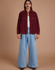 Cropped Corduroy Overshirt - Red Wine