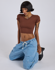 Cropped Baby Tee - Fudgesicle Brown