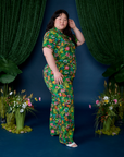 Pond Party Print Jumpsuit side view on Ashley