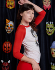 Raglan Tee in Dracula side view on Alex