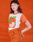 Anniversary Tee in Orange Blossom side view on Alex