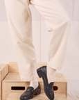 Heritage Trousers in Natural  pant leg close up on Alex