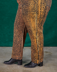 Leopard Work Pants pant side view close up on Morgan