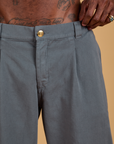 Baggy Mid-Rise Trousers in Slate Grey front close up on Jerrod