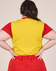 Mismatched Tee in Yellow & Red back view on Ashley