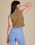 Muscle Tee in Desert Brown back view on Alex