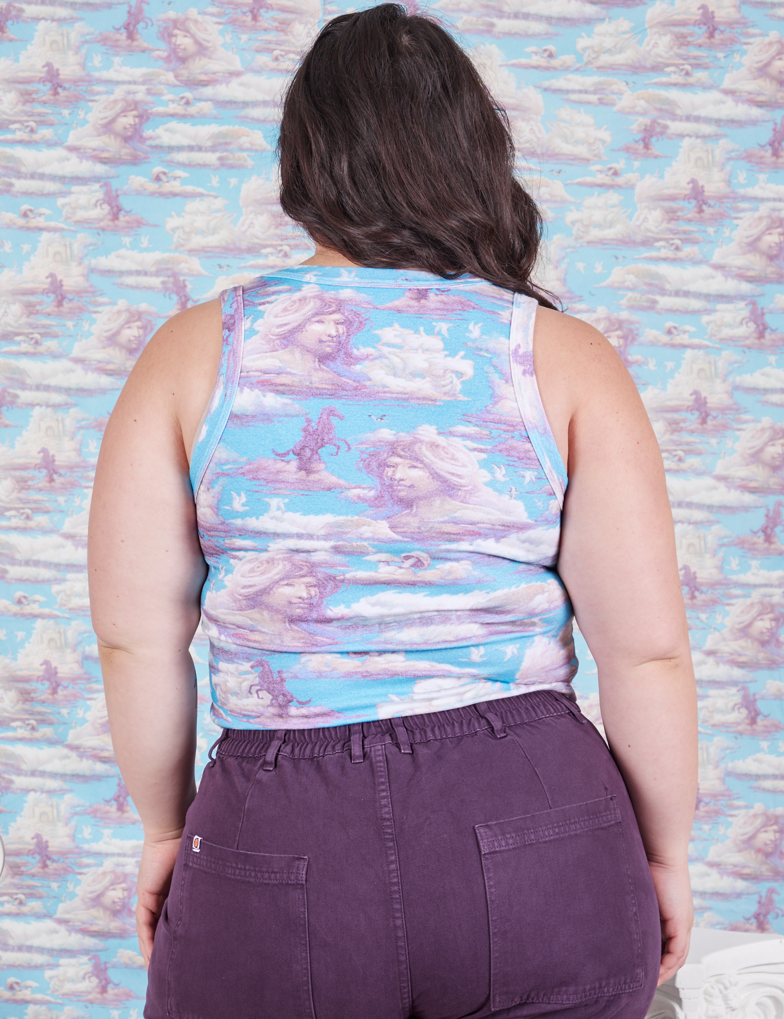 Back view of Cropped Tank in Cloud Kingdom on Ashley