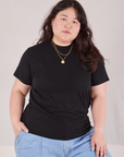 Ashley is wearing Organic Vintage Tee in Basic Black