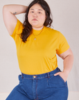 Ashley is wearing Organic Vintage Tee in Sunshine Yellow