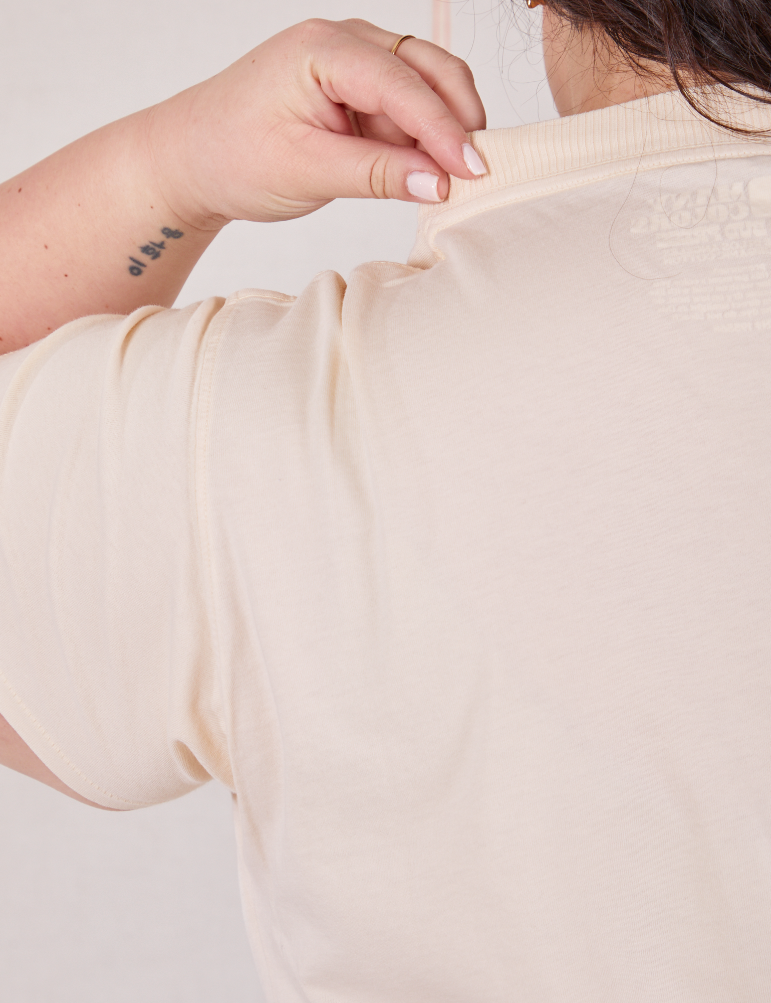 Organic Vintage Tee in Vintage Tee Off-White back close up on Ashley