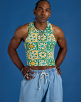 Deep-Cut Racerback Tank - Spring Quilt Print