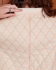 Quilted Overcoat in Vintage Off-White back close up on Alex