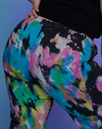 Work Pants in Rainbow Magic Waters back close up on Ashley