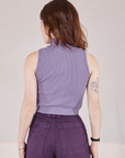 Back view of Sleeveless Essential Turtleneck in Faded Grape on Hana