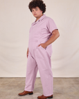 Short Sleeve Jumpsuit in Lilac side view on Miguel