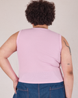 Muscle Tee in Lilac back view on Miguel