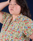 Off-White Strawberry Pantry Button-Up side view close up on Ashley