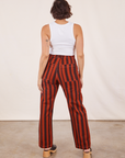 Back view of Black Striped Work Pants in Paprika and vintage off-white Cropped Tank Top on Tiara