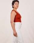 Tank Top in Paprika side view on Mika wearing vintage tee off-white Western Pants