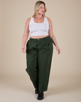 Heavyweight Trousers in Swamp Green and Cropped Tank in Vintage Tee White on Lish