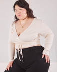 Wrap Top in Vintage Tee Off-White angled front view on Ashley