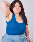 Cropped Tank Top in Royal Blue worn by Ashley