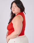 Tank Top in Mustang Red side view on Ashley