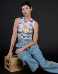 Alex wearing the Dark Cloud Airbrush Muscle Tee with Light Wash Denim Drop Pocket Pants