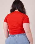 Baby Tee in Mustang Red back view on Ashley
