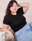 Baby Tee in Vintage Basic Black on Ashley